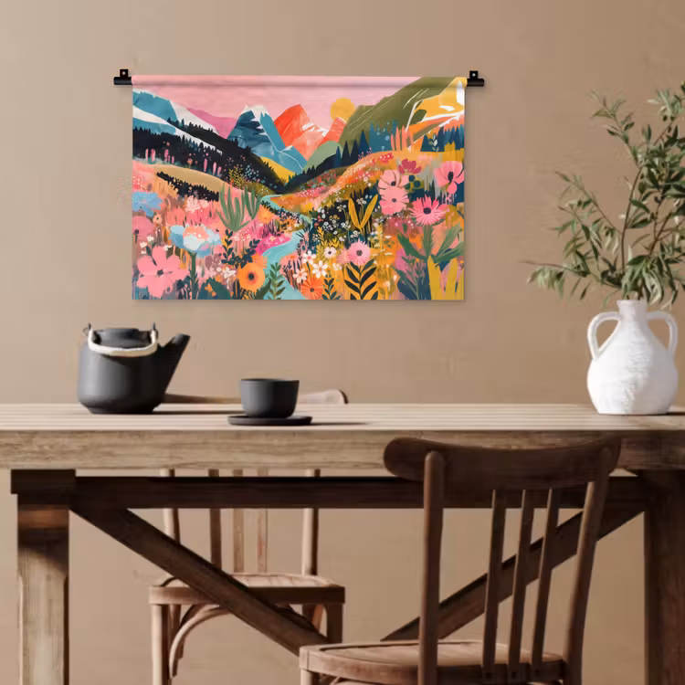 Rivier - Diepte - Bloemen Wandkleed katoen klein -sfeer6
