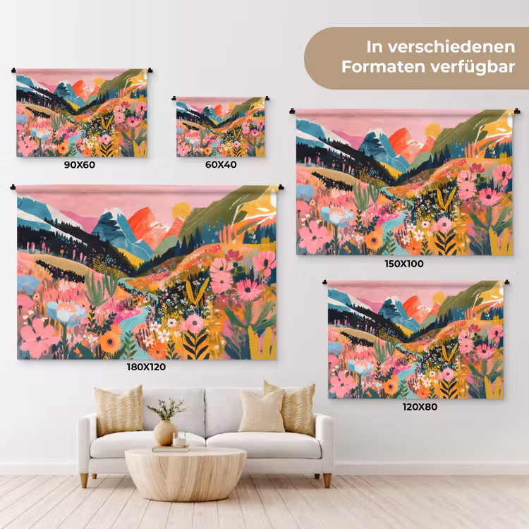 Rivier - Diepte - Bloemen Wandkleed katoen klein -tsfeer8_DE