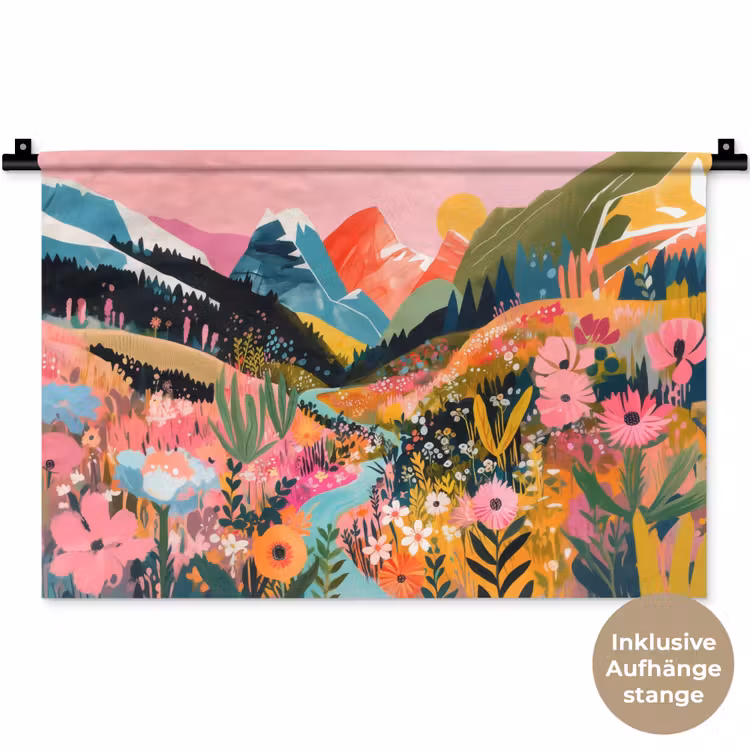 Rivier - Diepte - Bloemen Wandkleed katoen klein -t3d_DE