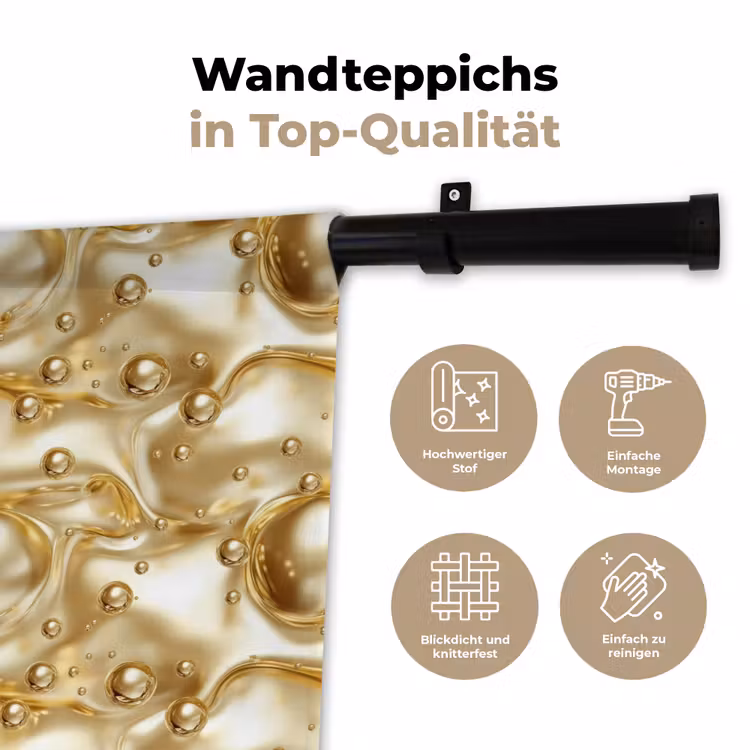 Vloeibaar - Druppels - Goud Wandkleed katoen klein 269 -tsfeer2_DE