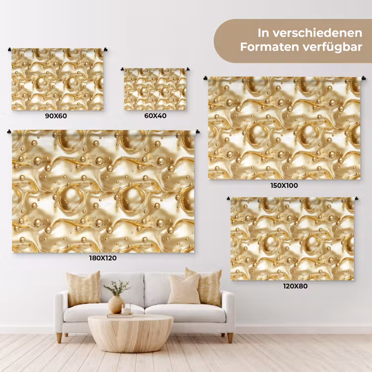 Vloeibaar - Druppels - Goud Wandkleed katoen klein 269 -tsfeer8_DE