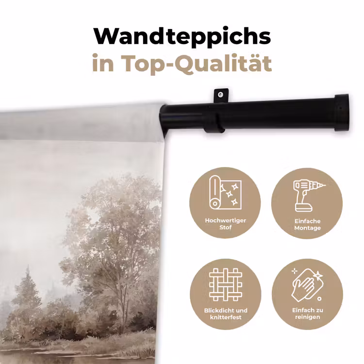 Rivierlandschap - Minimalistisch - Aardetinten Wandkleed katoen klein -tsfeer2_DE