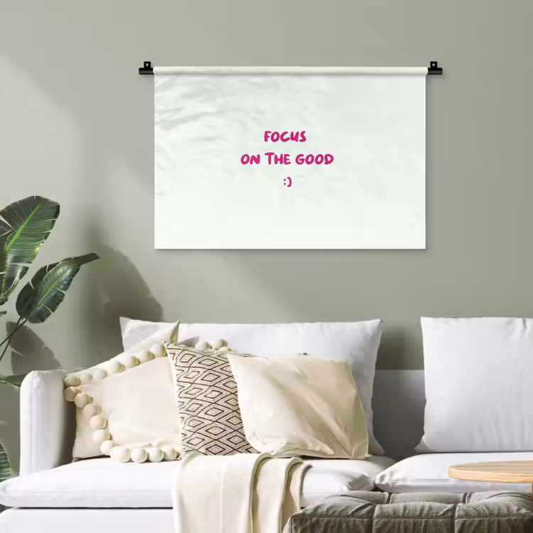 Focus - Beige - Roze - Smiley Wandkleed katoen klein -sfeer7