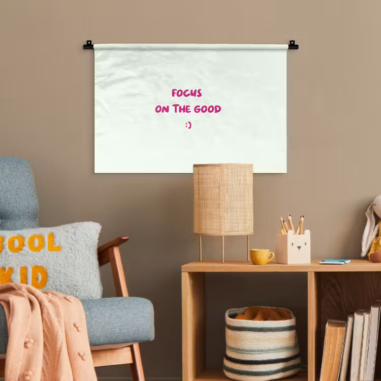 Focus - Beige - Roze - Smiley Wandkleed katoen klein -wsfeer4_kind