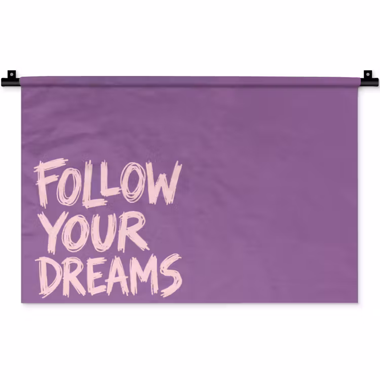 Follow your dreams - Paars - Penseeltextuur Wandkleed katoen klein -zz3d