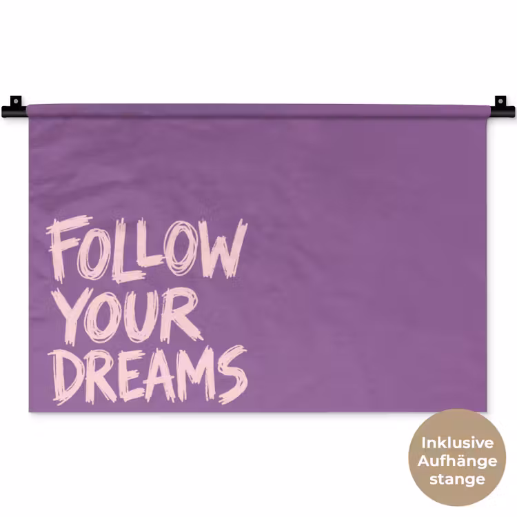 Follow your dreams - Paars - Penseeltextuur Wandkleed katoen klein -t3d_DE