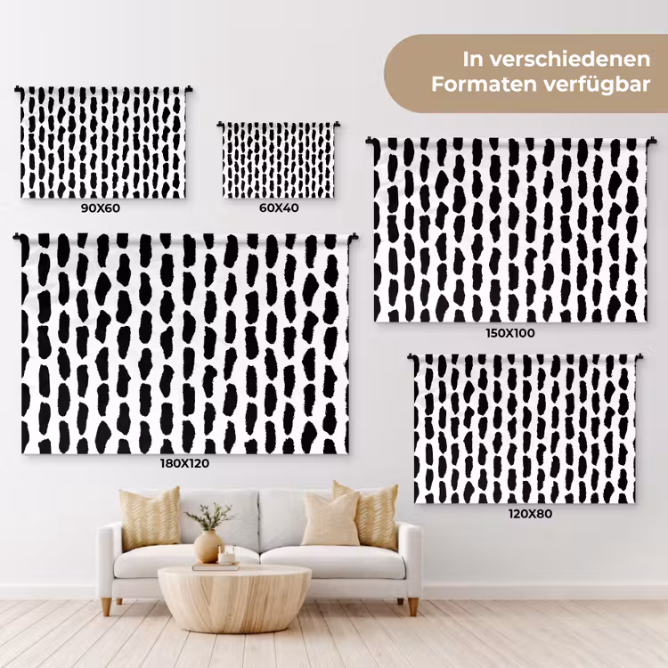 Vorm - Zwart - Wit - Vlekken Wandkleed katoen klein 269 -tsfeer8_DE