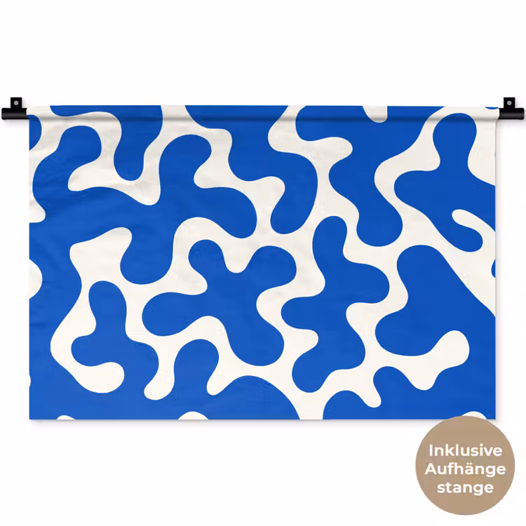 Vormen - Abstract - Blauw - Golven Wandkleed katoen klein -t3d_DE