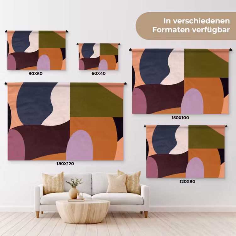Vormen - Abstract - Kleuren - Vierkant Wandkleed katoen klein -tsfeer8_DE