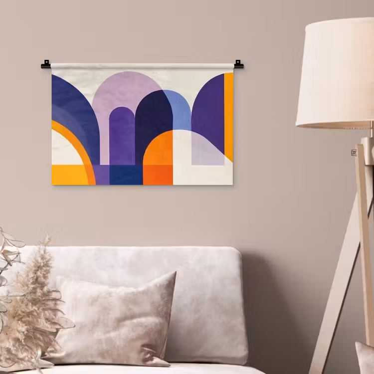 Vormen - Abstract - Grafisch - Oranje Wandkleed katoen klein -sfeer4