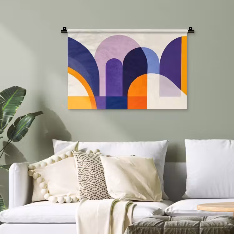 Vormen - Abstract - Grafisch - Oranje Wandkleed katoen klein -sfeer7