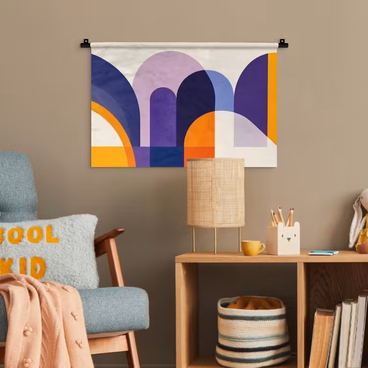 Vormen - Abstract - Grafisch - Oranje Wandkleed katoen klein -wsfeer4_kind