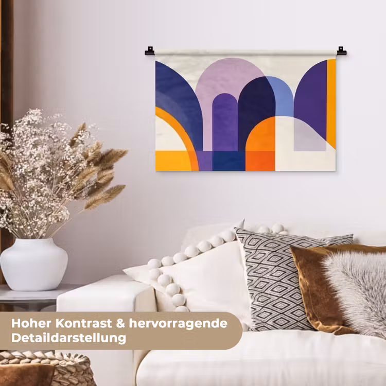 Vormen - Abstract - Grafisch - Oranje Wandkleed katoen klein -tsfeer1_DE