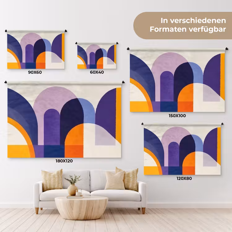 Vormen - Abstract - Grafisch - Oranje Wandkleed katoen klein -tsfeer8_DE