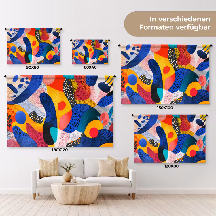 Vormen - Abstract - Stippels - Blauw Wandkleed katoen klein -tsfeer8_DE