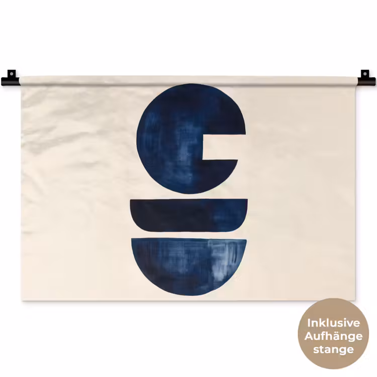 Vormen - Blauw - Abstract Wandkleed katoen klein -t3d_DE