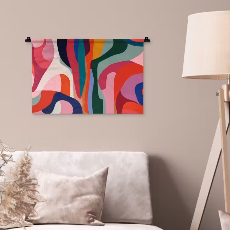Vormen - Bochten - Kleurrijk - Abstract Wandkleed katoen klein -sfeer4