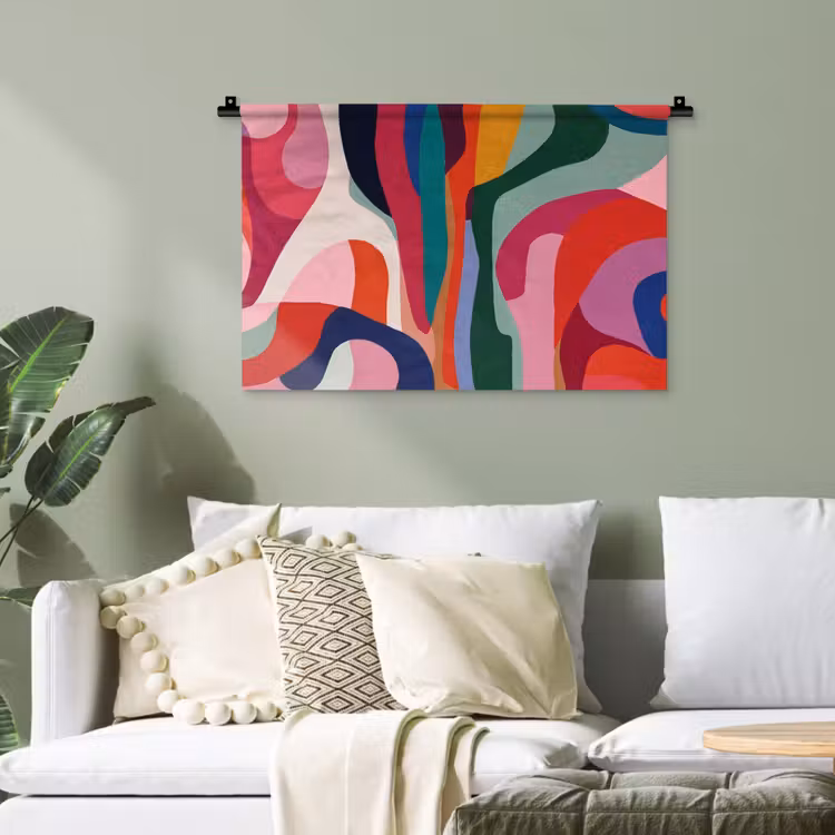 Vormen - Bochten - Kleurrijk - Abstract Wandkleed katoen klein -sfeer7