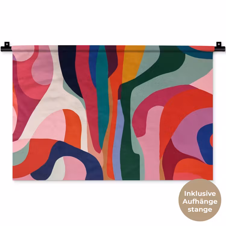 Vormen - Bochten - Kleurrijk - Abstract Wandkleed katoen klein -t3d_DE