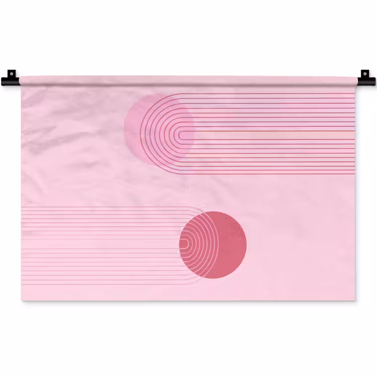 Vormen - Lijnen - Minimalistisch - Roze Wandkleed katoen klein -zz3d