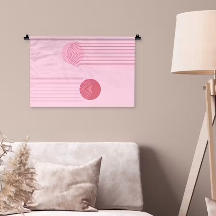 Vormen - Lijnen - Minimalistisch - Roze Wandkleed katoen klein -sfeer4