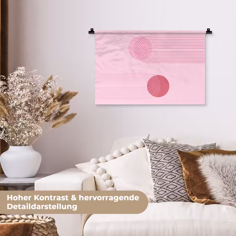 Vormen - Lijnen - Minimalistisch - Roze Wandkleed katoen klein -tsfeer1_DE