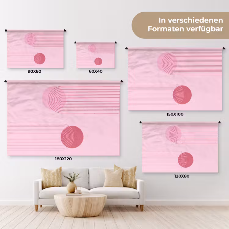 Vormen - Lijnen - Minimalistisch - Roze Wandkleed katoen klein -tsfeer8_DE