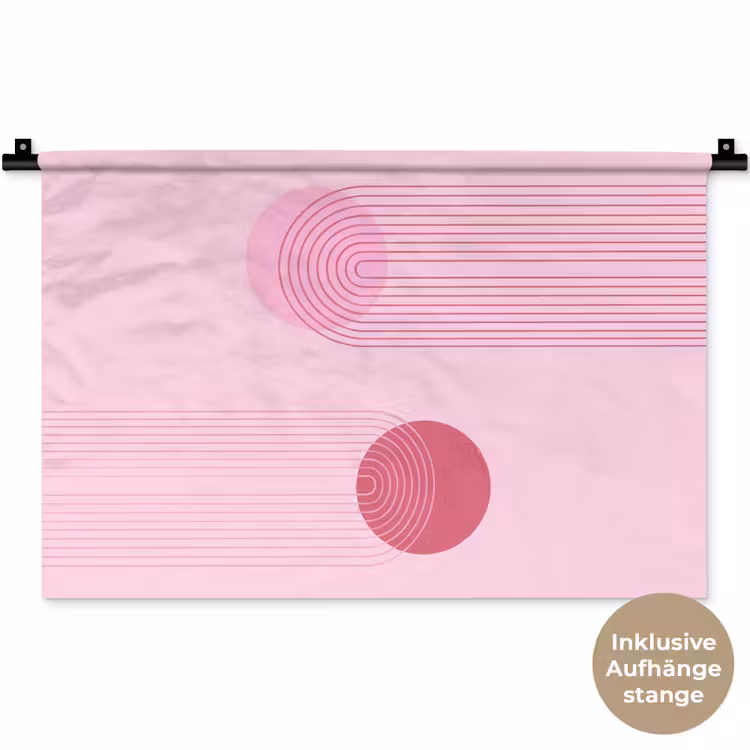 Vormen - Lijnen - Minimalistisch - Roze Wandkleed katoen klein -t3d_DE
