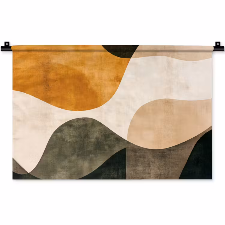 Vormen - Okergeel - Abstract Wandkleed katoen klein -zz3d