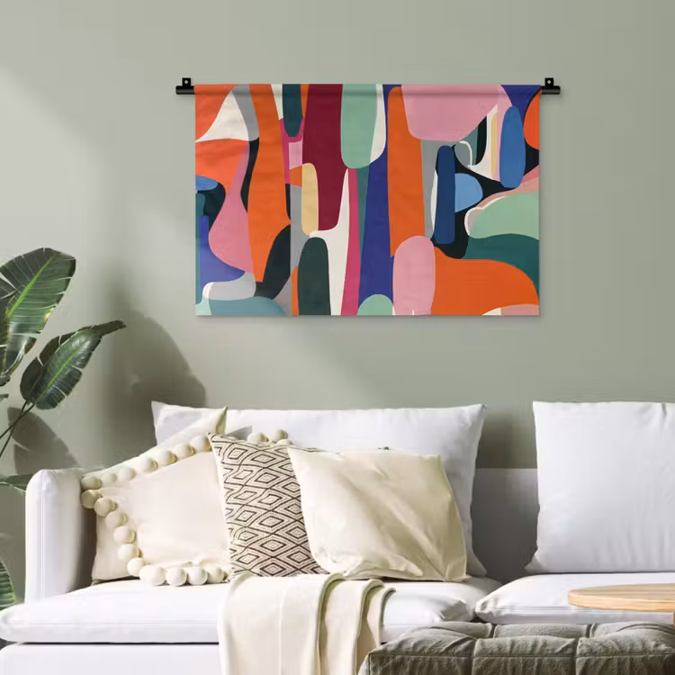 Vormen - Ritmisch - Kleuren - Abstract Wandkleed katoen klein -sfeer7