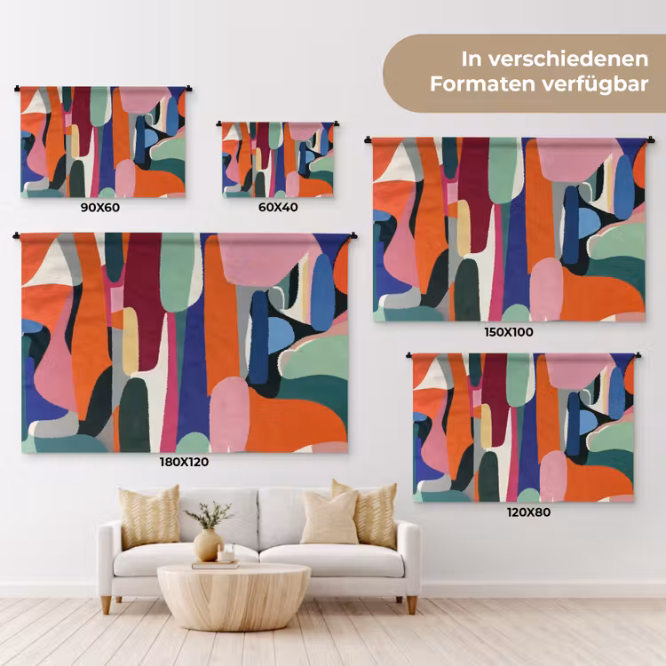 Vormen - Ritmisch - Kleuren - Abstract Wandkleed katoen klein -tsfeer8_DE