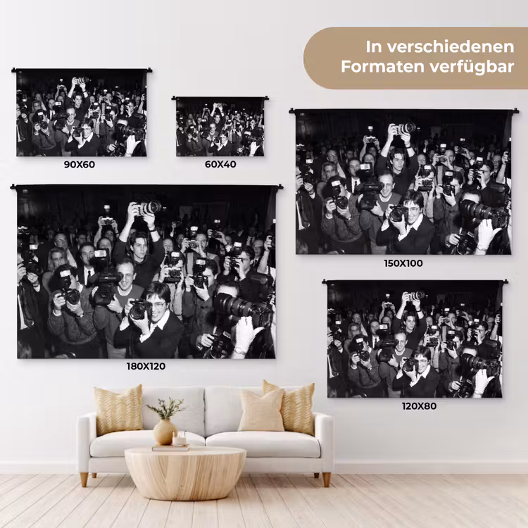 Fotografen - Menigte - Flitsers - Journalistiek Wandkleed katoen klein -tsfeer8_DE