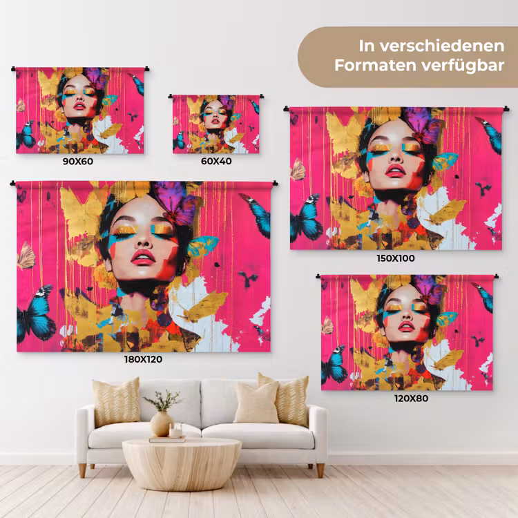 Vrouw - Abstract - Kleurrijk Wandkleed katoen klein -tsfeer8_DE