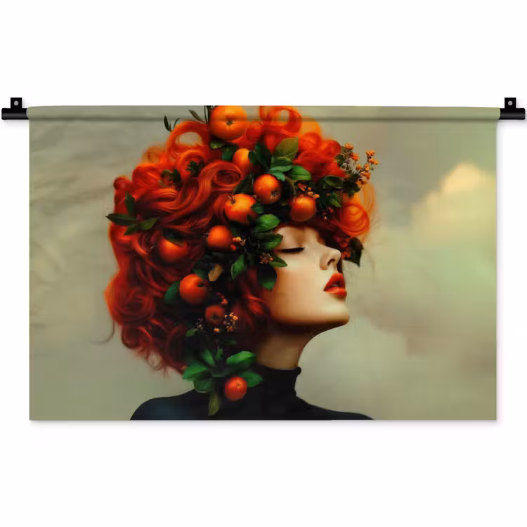 Vrouw - Appels - Rood - Bladeren Wandkleed katoen klein -zz3d