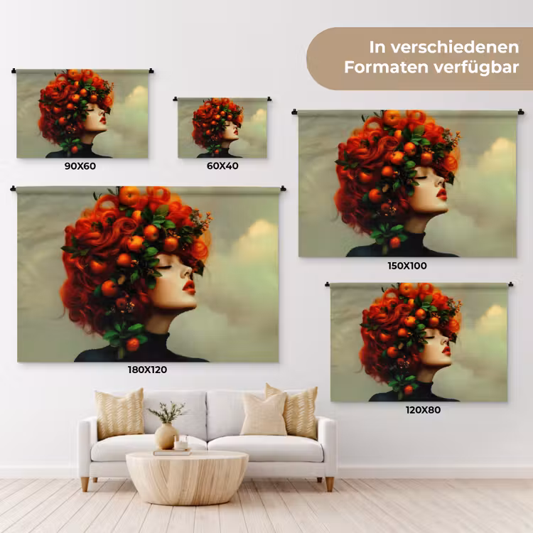 Vrouw - Appels - Rood - Bladeren Wandkleed katoen klein -tsfeer8_DE