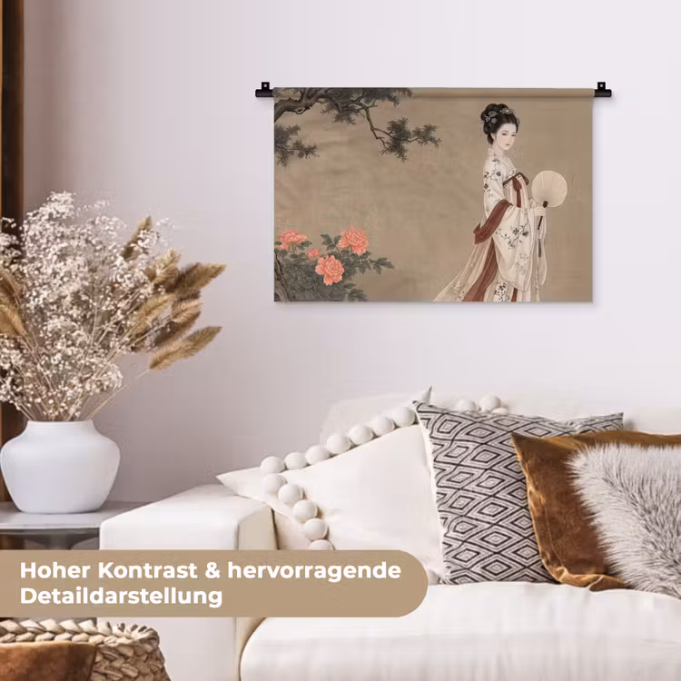 Vrouw - Azië - Kunst - Beige Wandkleed katoen klein -tsfeer1_DE