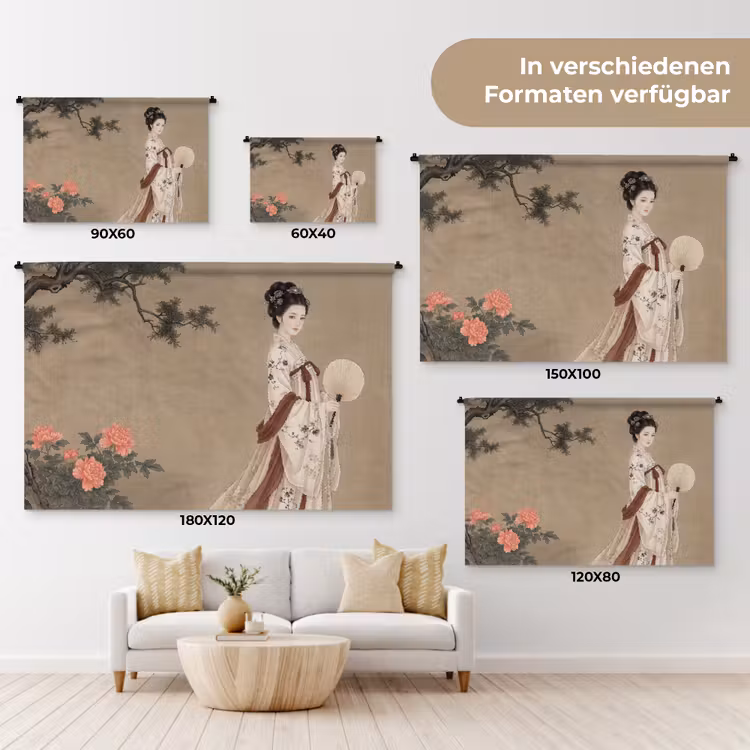 Vrouw - Azië - Kunst - Beige Wandkleed katoen klein -tsfeer8_DE
