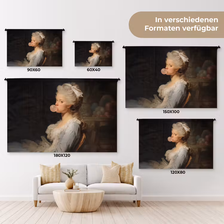 Vrouw - Barokjurk - Kauwgom Wandkleed katoen klein -tsfeer8_DE