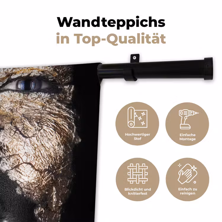 Vrouw - Bladgoud - Zwart - Huid - Luxe Wandkleed katoen klein -tsfeer2_DE