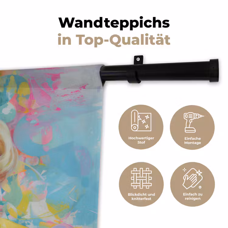 Vrouw - Blond - Roze kauwgom - Kleurrijk - Pastel Wandkleed katoen klein -tsfeer2_DE