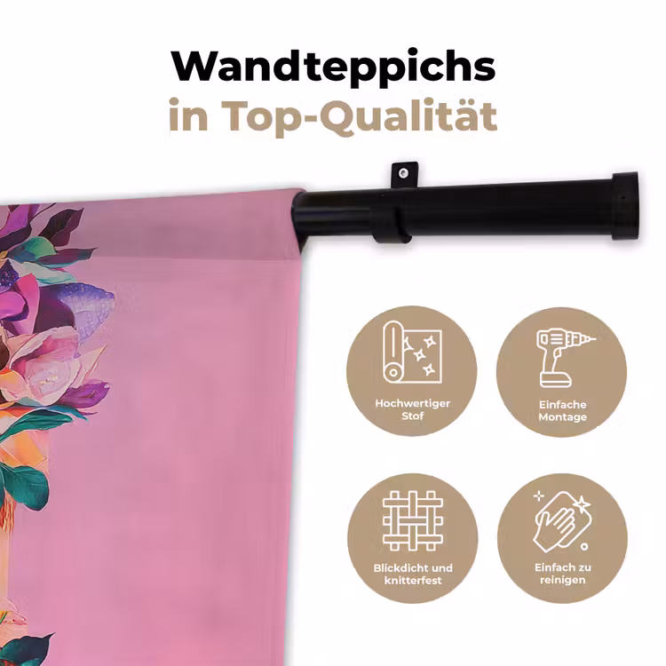 Vrouw - Bloemen - Paars - Abstract Wandkleed katoen klein -tsfeer2_DE