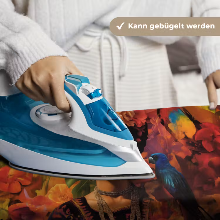 Vrouw - Bloemen - Papegaai - Schilderachtig Wandkleed katoen klein -tsfeer9_DE