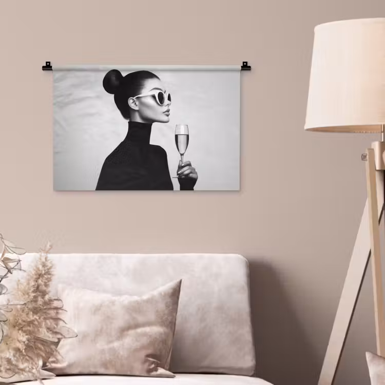 Vrouw - Champagne - Modern Wandkleed katoen klein -sfeer4