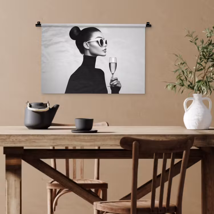 Vrouw - Champagne - Modern Wandkleed katoen klein -sfeer6