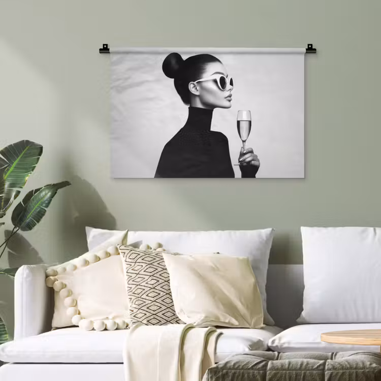 Vrouw - Champagne - Modern Wandkleed katoen klein -sfeer7