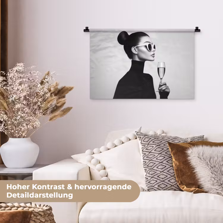 Vrouw - Champagne - Modern Wandkleed katoen klein -tsfeer1_DE