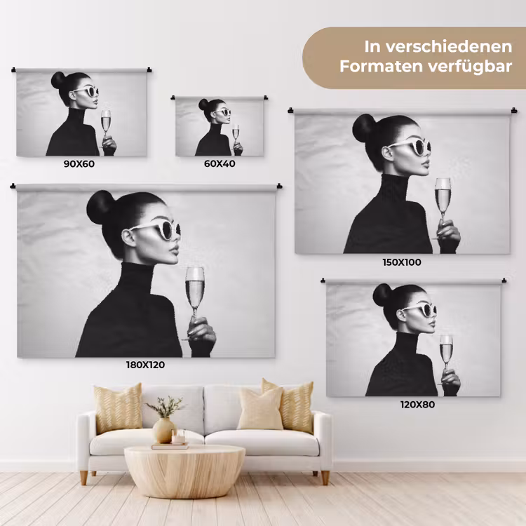 Vrouw - Champagne - Modern Wandkleed katoen klein -tsfeer8_DE