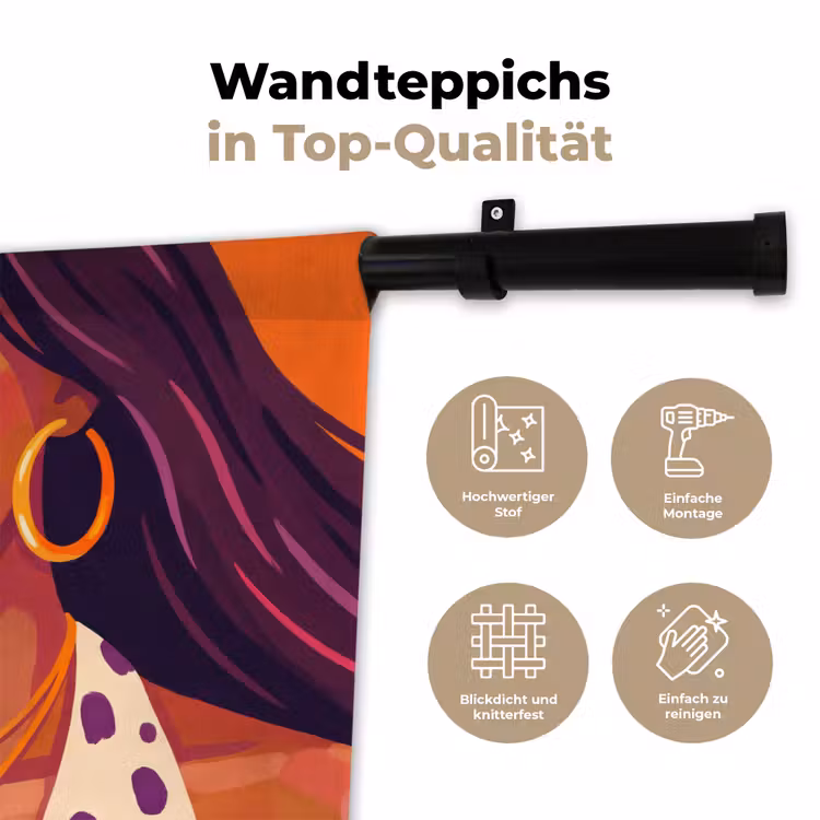 Vrouw - Champagne - Feest - Modern - Oranje Wandkleed katoen klein -tsfeer2_DE