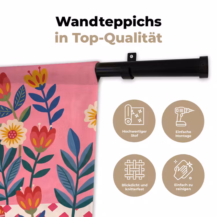 Vrouw - Cocktail - Bloemen - Modern - Roze Wandkleed katoen klein -tsfeer2_DE