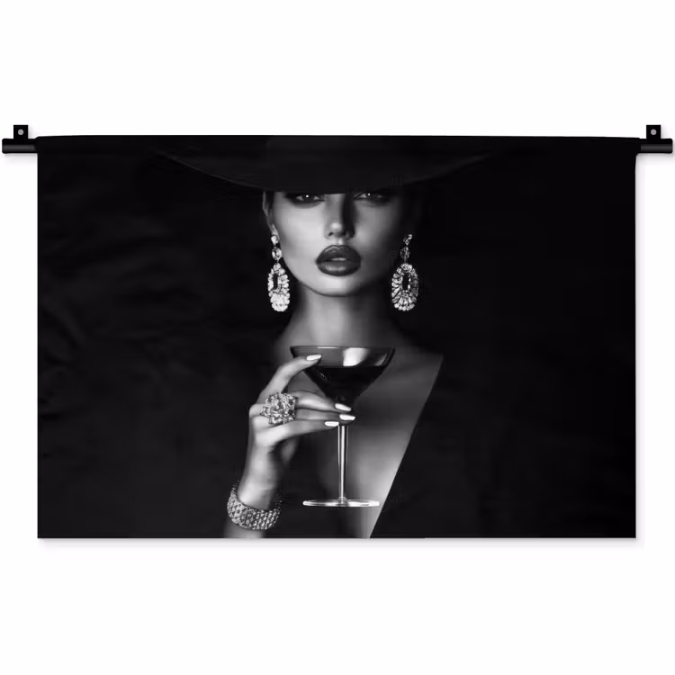 Vrouw - Cocktail - Chic Wandkleed katoen klein -zz3d